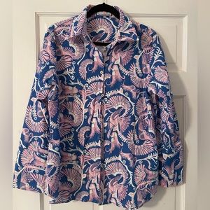 CK Bradley Tenley Shirt costa pink on blue size L button down